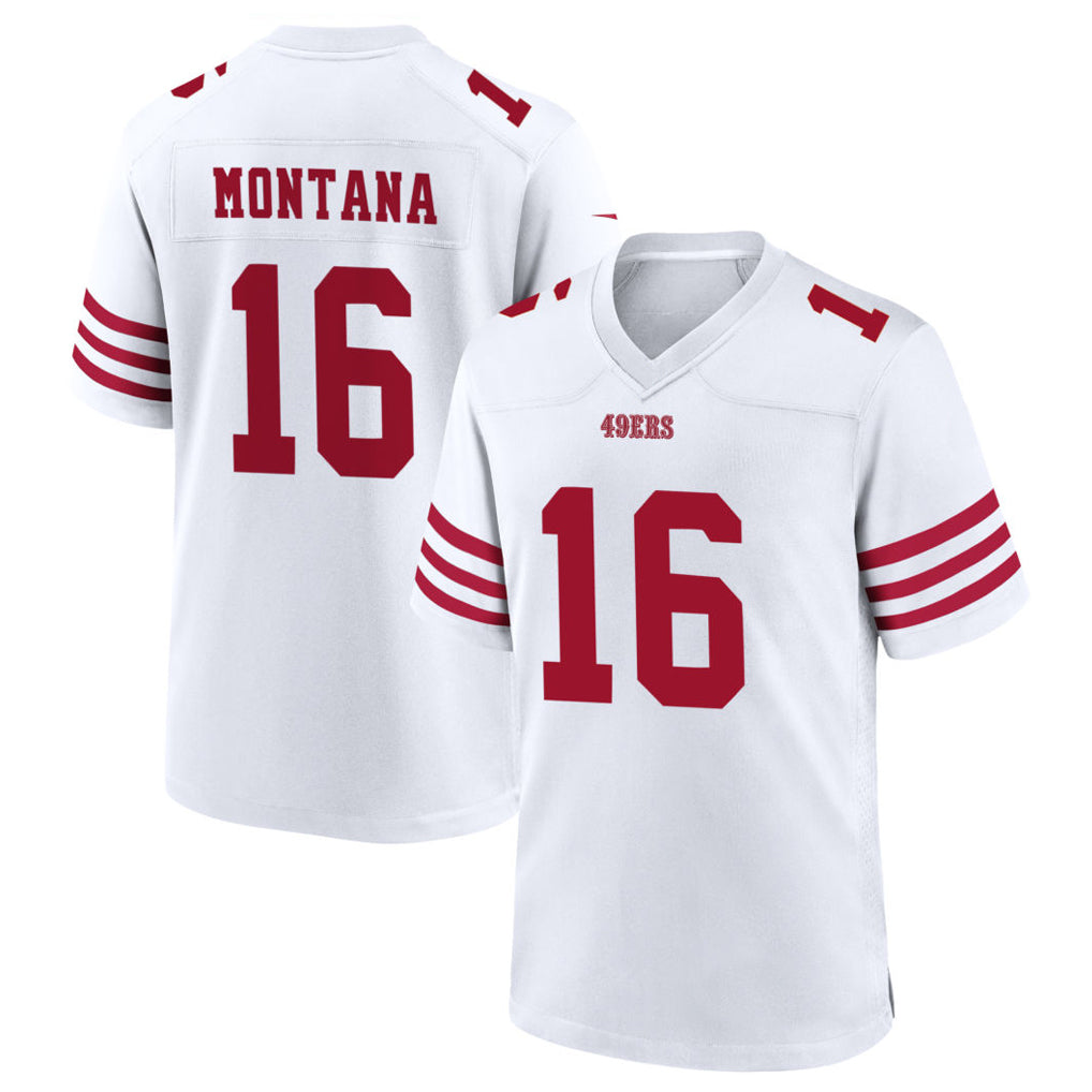 Odoa SF.49ers #16 Joe Montana Player White Home Game Stitched Jerseys