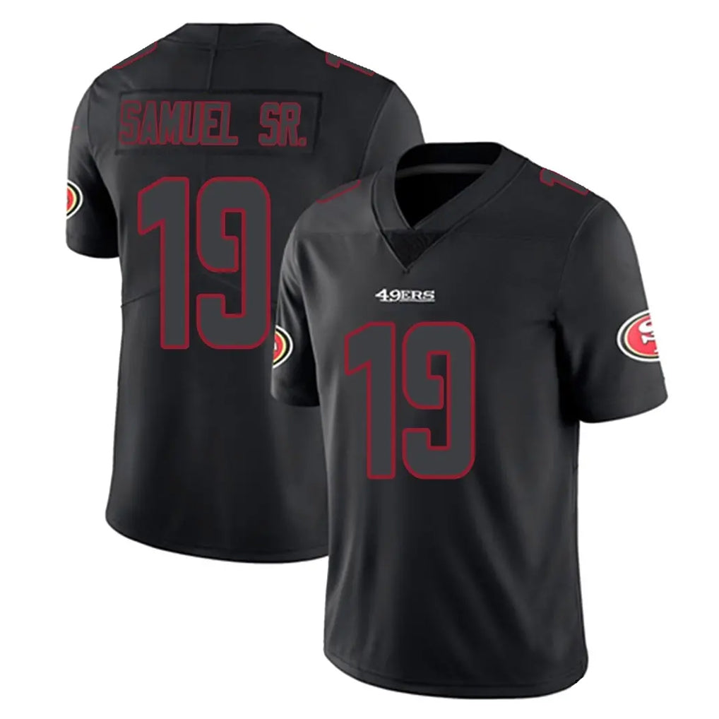 Odoa SF.49ers #19 Deebo Samuel Sr. Player Black Impact Limited Home Game Stitched Jerseys