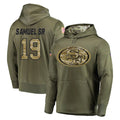Odoa SF.49ers #19 Deebo Samuel Sr. Player Olive Salute to Service Pullover Hoodie Home Game Stitched Jerseys