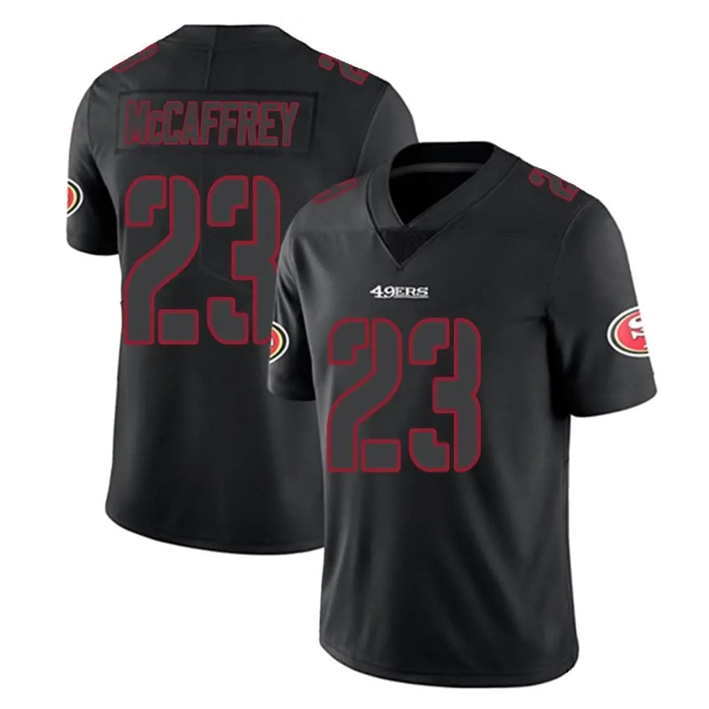 Odoa SF.49ers #23 Christian McCaffrey Player Black Impact Limited Home Game Stitched Jerseys