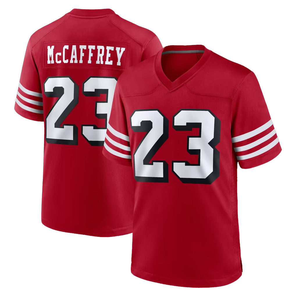 Odoa SF.49ers #23 Christian McCaffrey Player Red Limited Alternate Home Game Stitched Jerseys