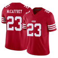Odoa SF.49ers #23 Christian McCaffrey Player Red Limited Vapor F.U.S.E. Home Game Stitched Jerseys