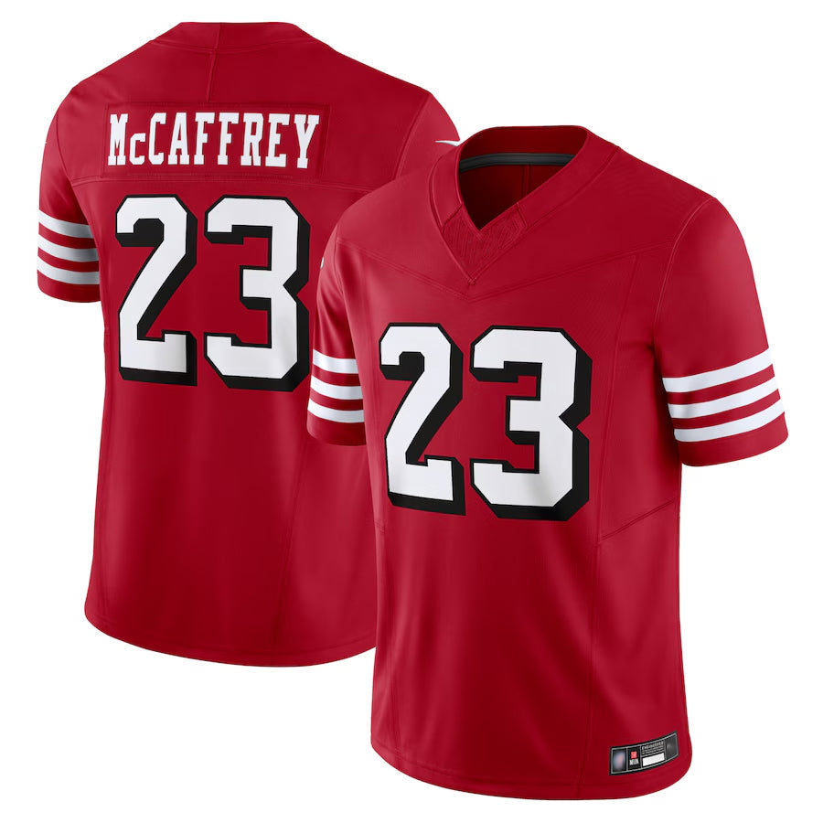 Odoa SF.49ers #23 Christian McCaffrey Player Scarlet Vapor F.U.S.E. Limited Stitched Jerseys