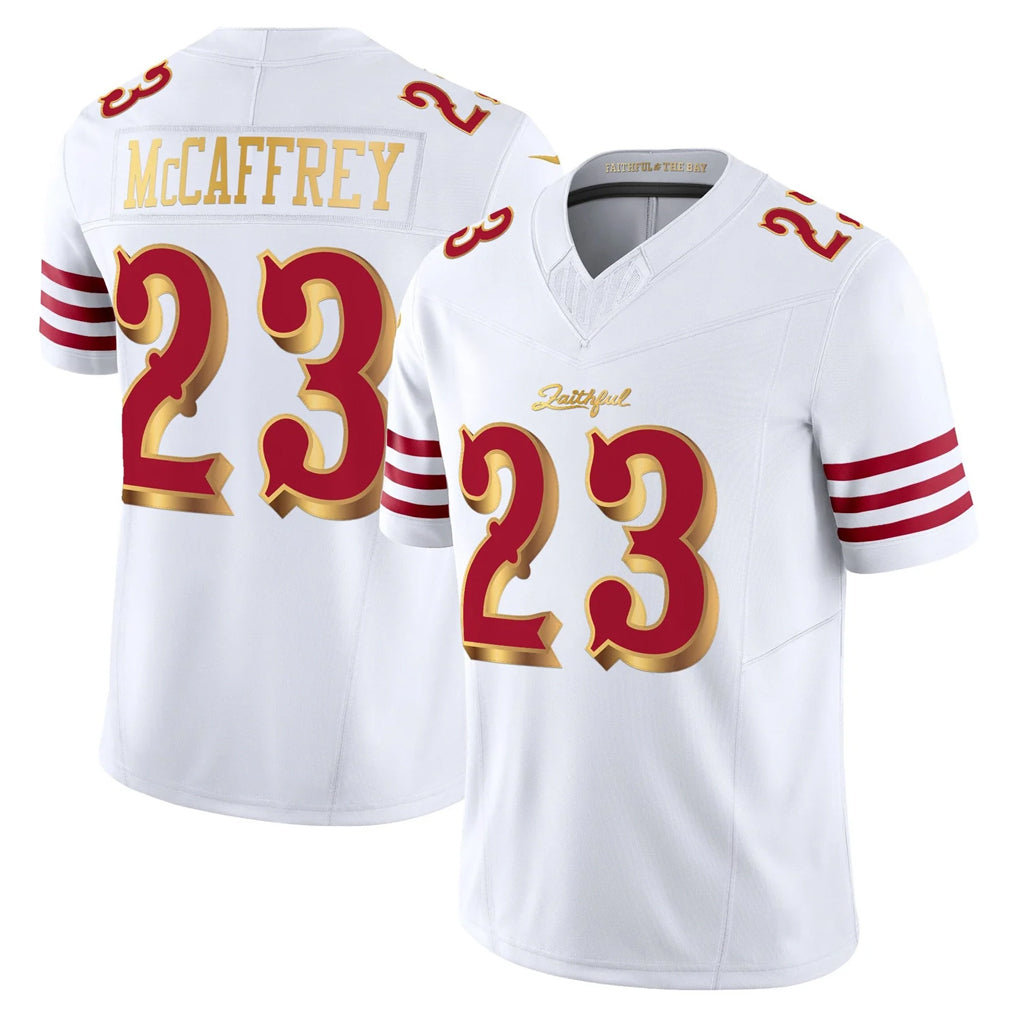 Odoa SF.49ers #23 Christian McCaffrey Player White 2025 Rivalries Collection Game Limited Stitched Jerseys