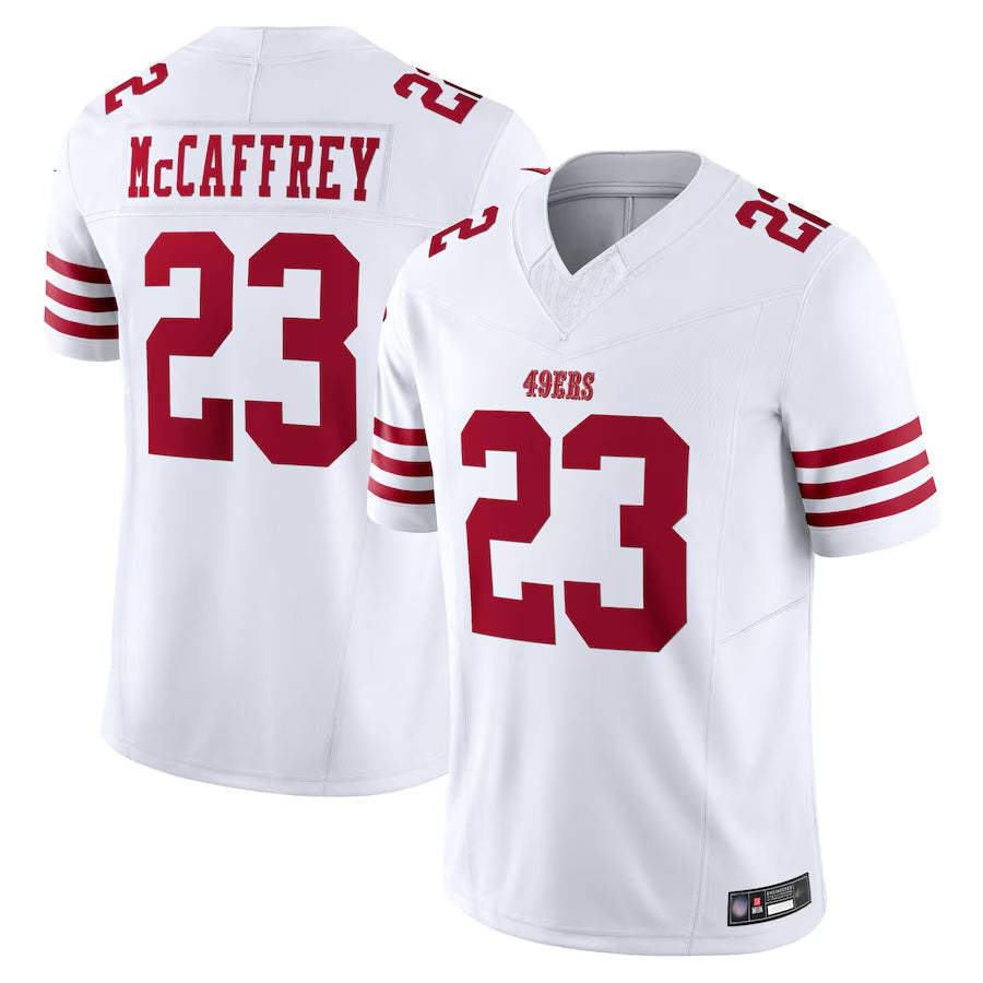 Odoa SF.49ers #23 Christian McCaffrey Player White Vapor F.U.S.E. Limited Stitched Jerseys