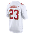 Odoa SF.49ers #23 Christian McCaffrey Tundra White Fashion Game American Stitched Jersey