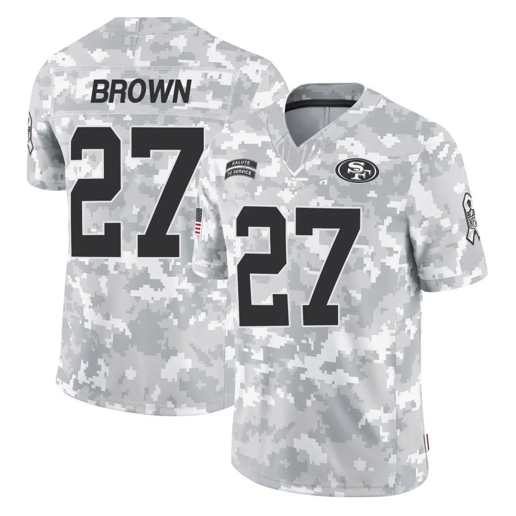 Odoa SF.49ers #27 Ji'Ayir Brown Player Arctic Camo Limited Salute To Service Home Game Stitched Jerseys