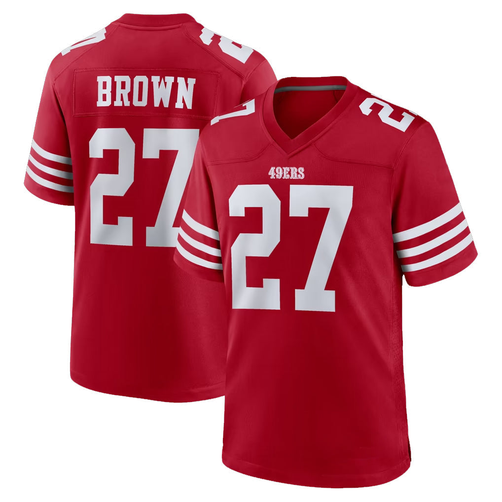 Odoa SF.49ers #27 Ji'Ayir Brown Player Red Game Home Stitched Jerseys