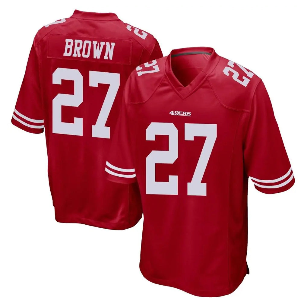 Odoa SF.49ers #27 Ji'Ayir Brown Player Red Home Game Stitched Jerseys