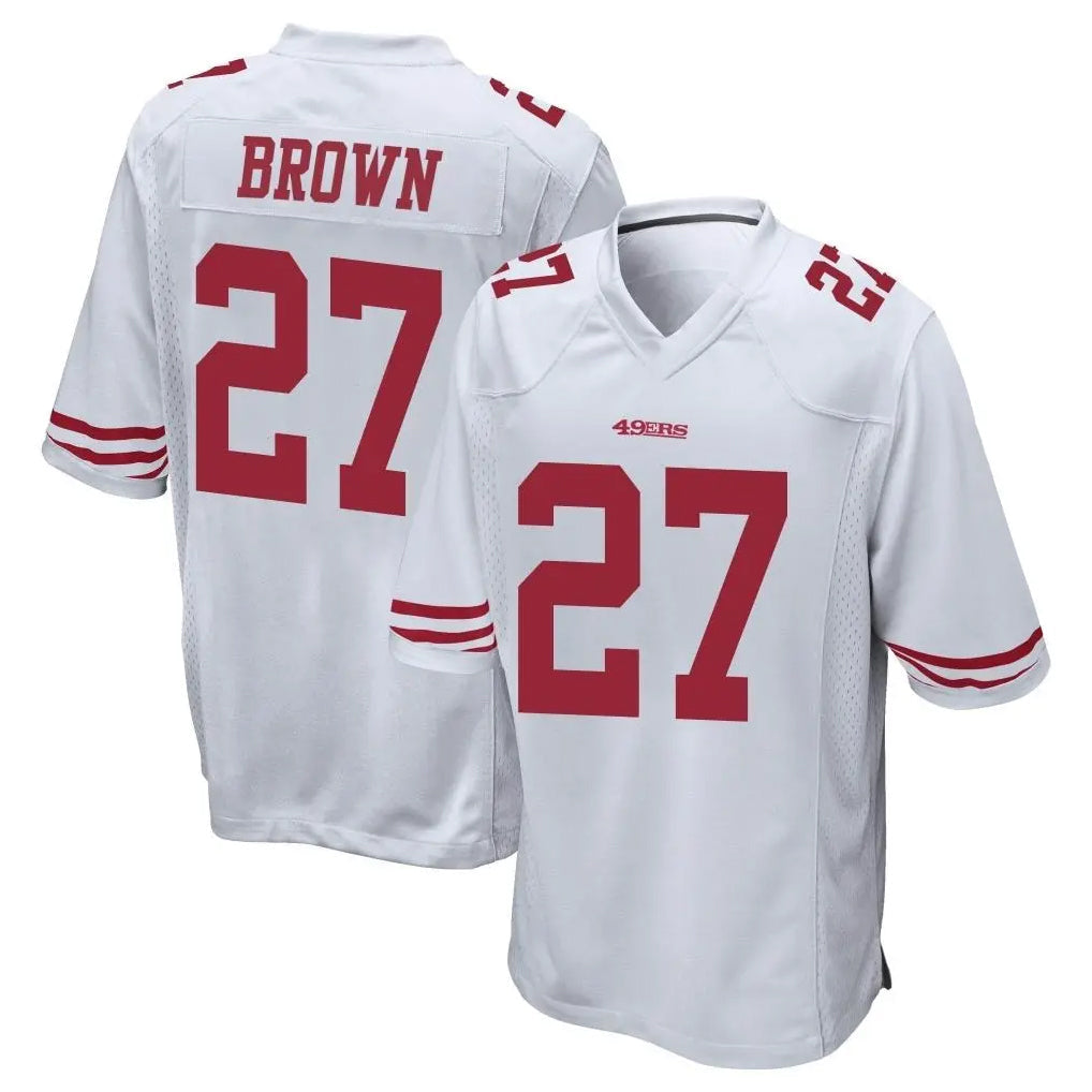 Odoa SF.49ers #27 Ji'Ayir Brown Player White Home Game Stitched Jerseys