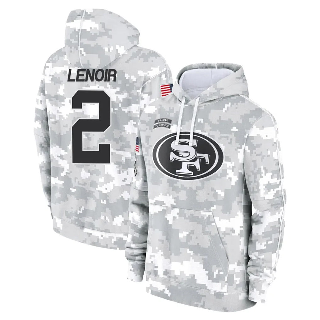 Odoa SF.49ers #2 Deommodore Lenoir Player Arctic Camo Limited Salute to Service Pullover Hoodies Game Stitched Jerseys