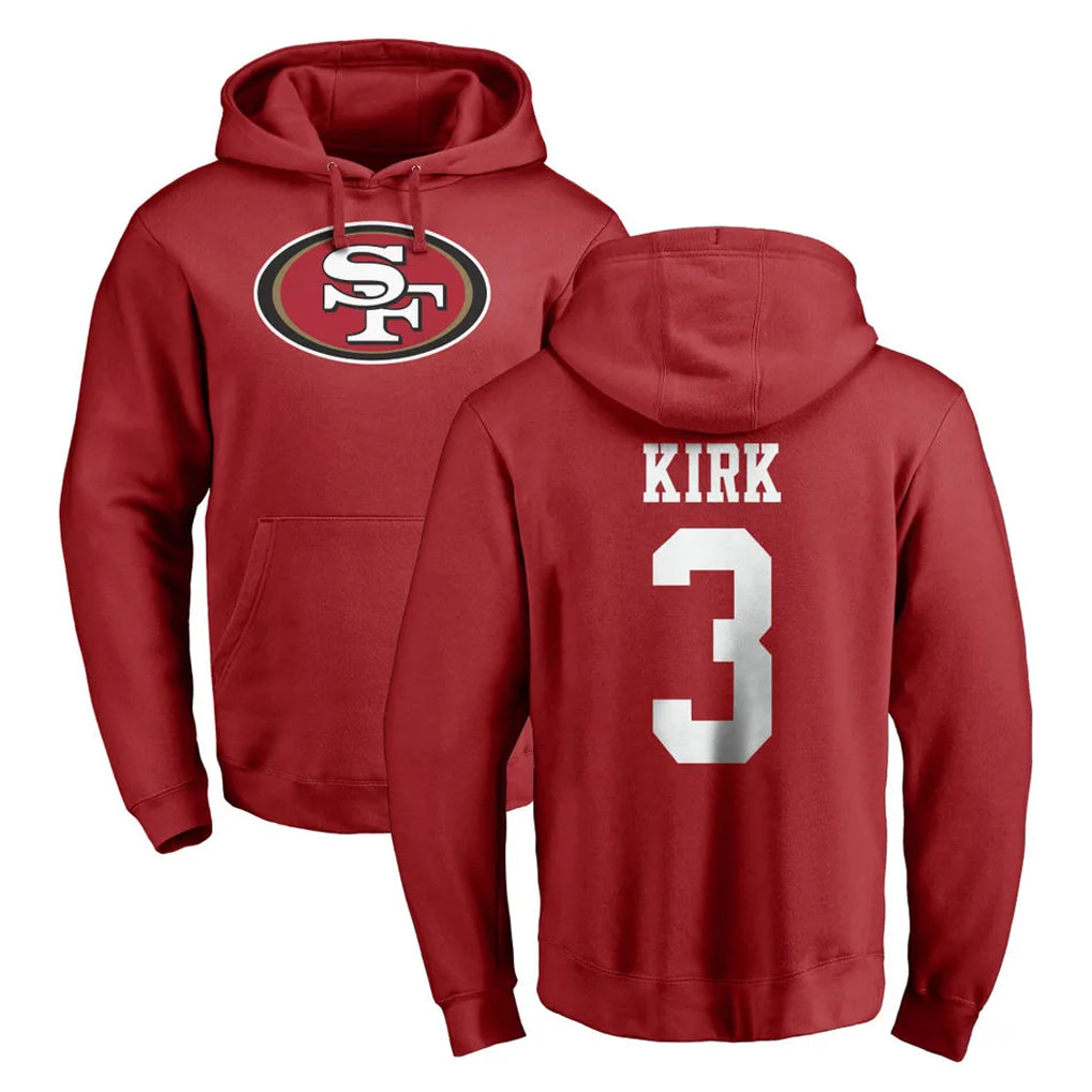 Odoa SF.49ers #3 Christian Kirk Player Red LOGO Pullover Hoodies Home Game Stitched Jerseys