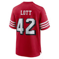 Odoa SF.49ers #42 Ronnie Lott Scarlet Retired Player Alternate Game Stitched Jerseys