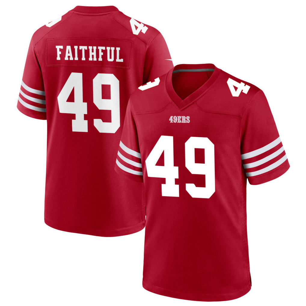 Odoa SF.49ers #49 The Faithful Player Scarlet Home Game Football Jerseys