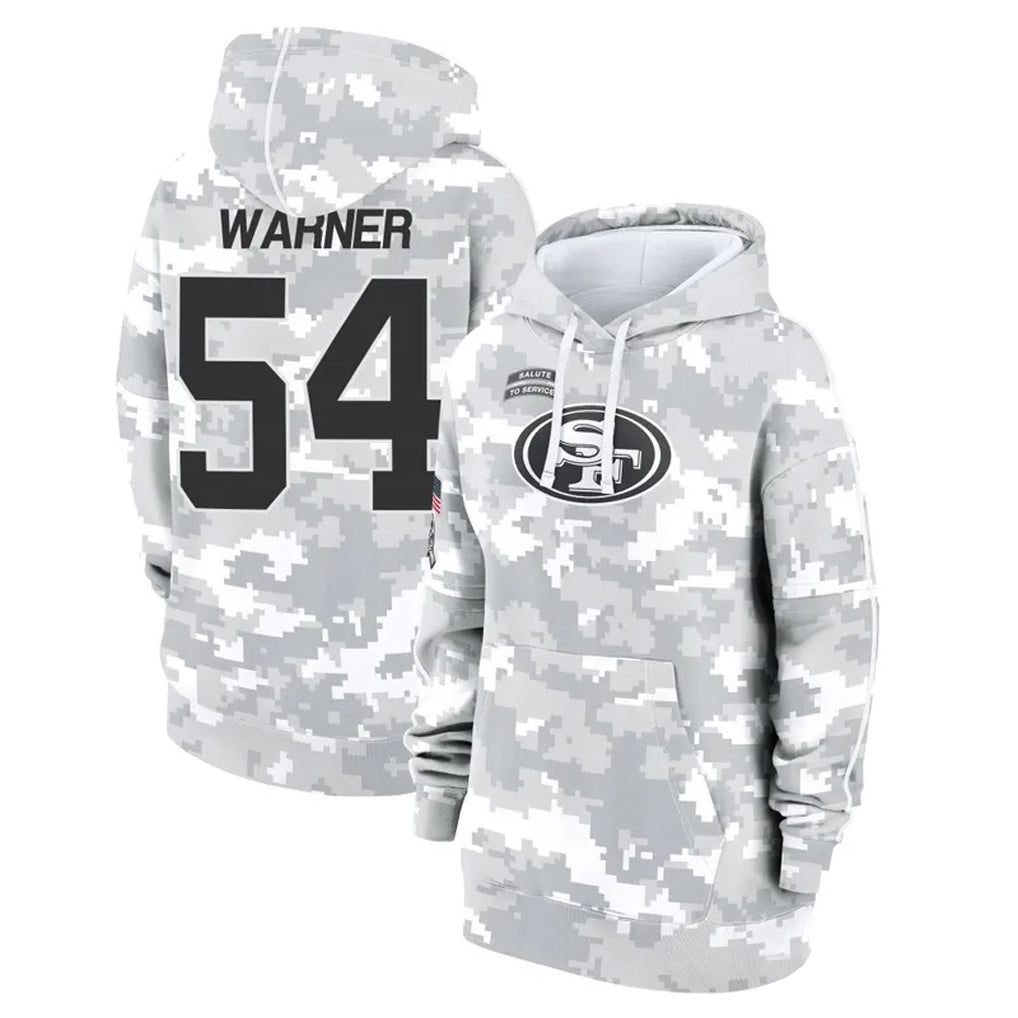 Odoa SF.49ers #54 Fred Warner Player Arctic Camo Salute to Service Hoodies Stitched Jerseys