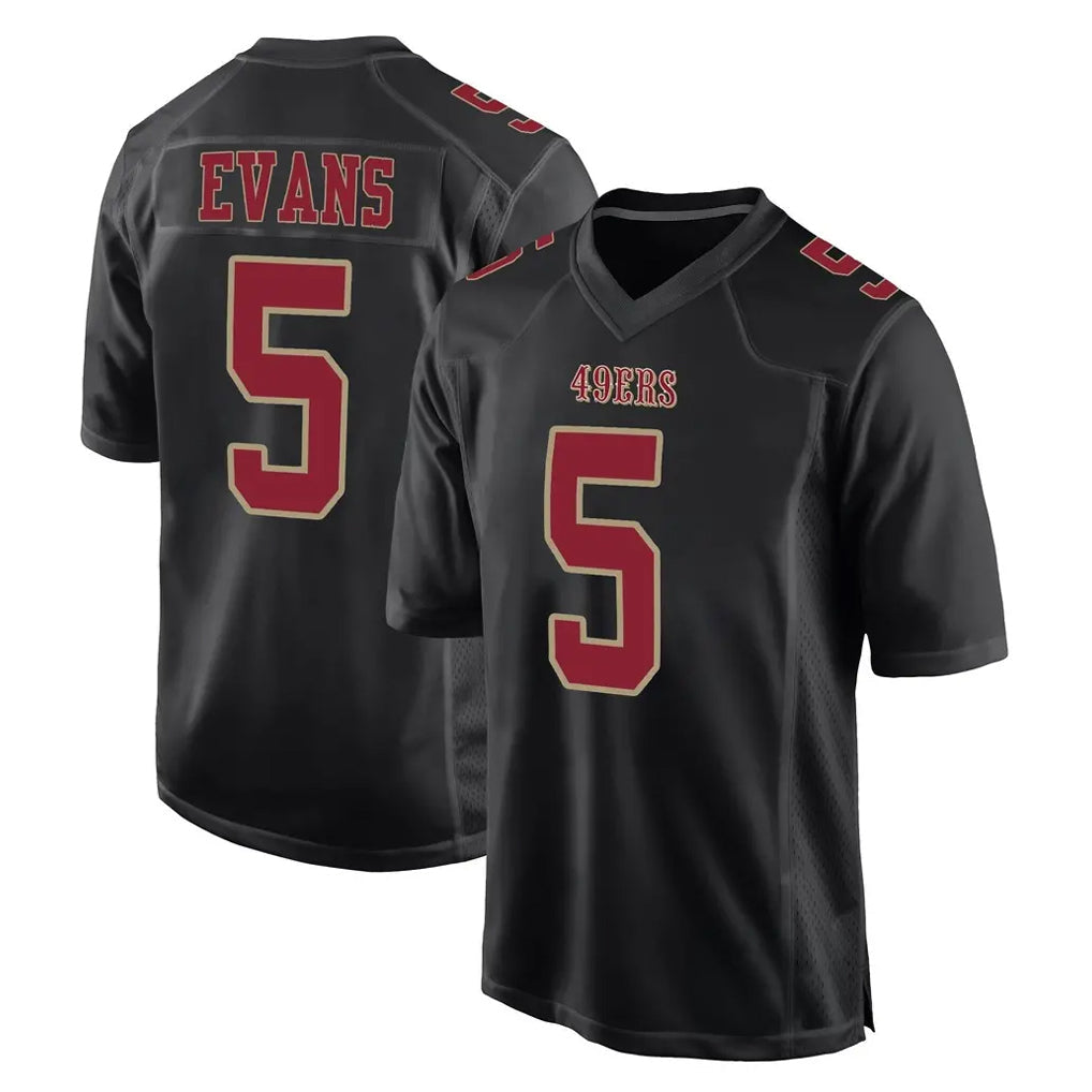 Odoa SF.49ers #5 Mike Evans Player Black Fashion Home Game Stitched Jerseys