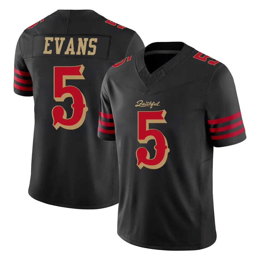 Odoa SF.49ers #5 Mike Evans Player Black Limited Rivalries Collection Home Game Stitched Jerseys