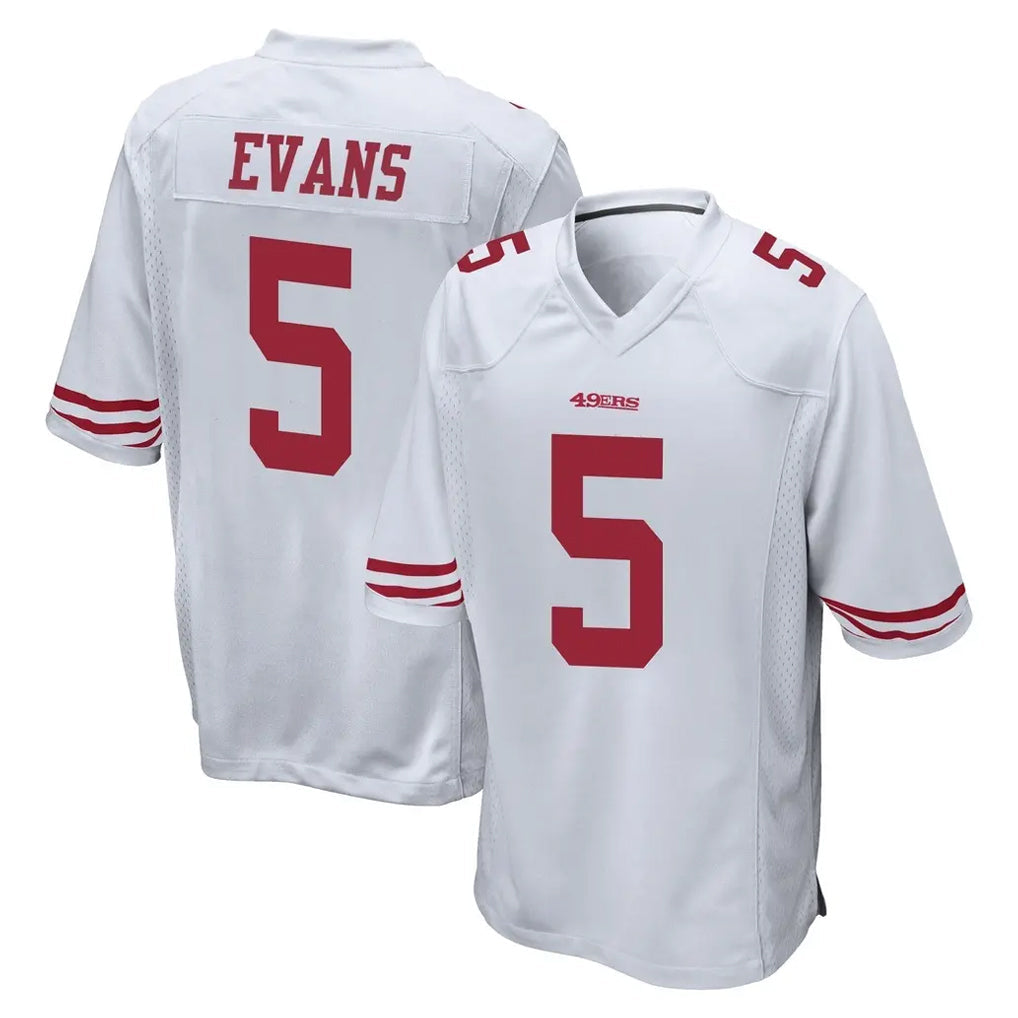 Odoa SF.49ers #5 Mike Evans Player White Home Game Stitched Jerseys