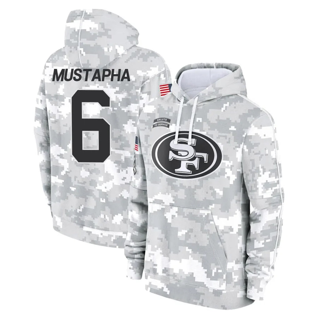 Odoa SF.49ers #6 Malik Mustapha Player Arctic Camo Limited Salute to Service Pullover Hoodies Game Stitched Jerseys