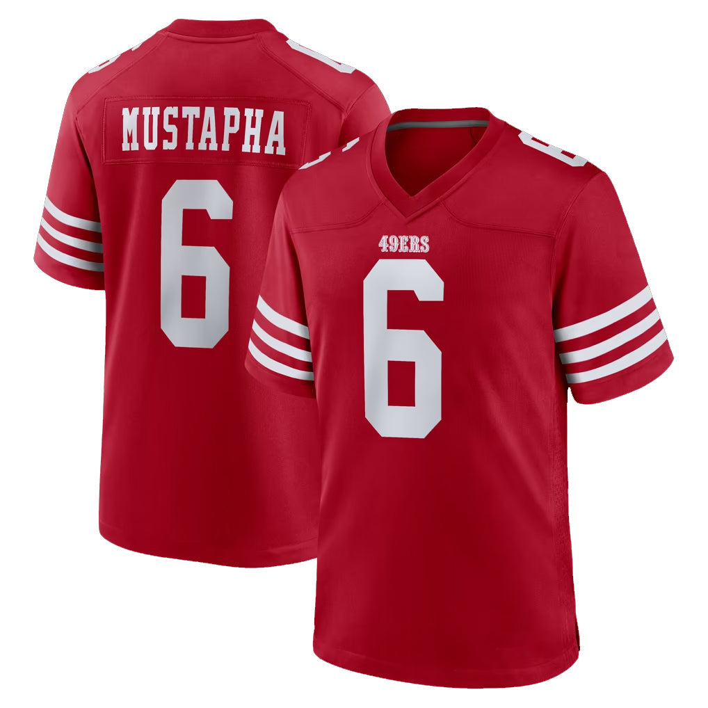 Odoa SF.49ers #6 Malik Mustapha Player Red Game Home Stitched Jerseys