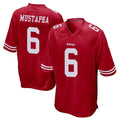 Odoa SF.49ers #6 Malik Mustapha Player Red Home Game Stitched Jerseys
