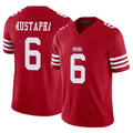 Odoa SF.49ers #6 Malik Mustapha Player Red Limited Vapor F.U.S.E. Home Game Stitched Jerseys