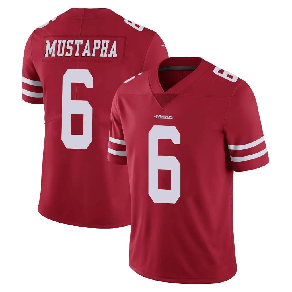 Odoa SF.49ers #6 Malik Mustapha Player Red Limited Vapor Untouchable Home Game Stitched Jerseys