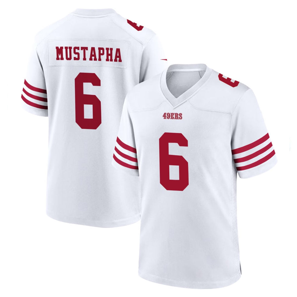 Odoa SF.49ers #6 Malik Mustapha Player White Game Home Stitched Jerseys