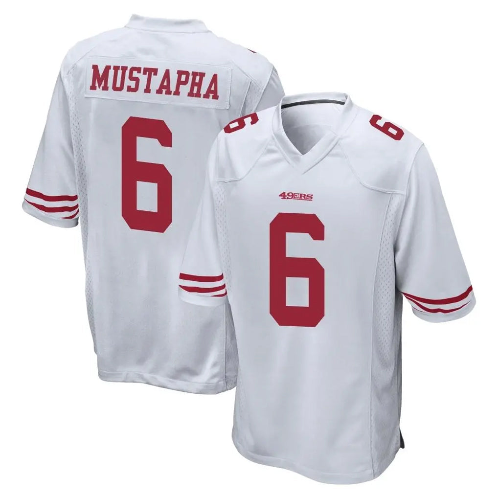Odoa SF.49ers #6 Malik Mustapha Player White Home Game Stitched Jerseys
