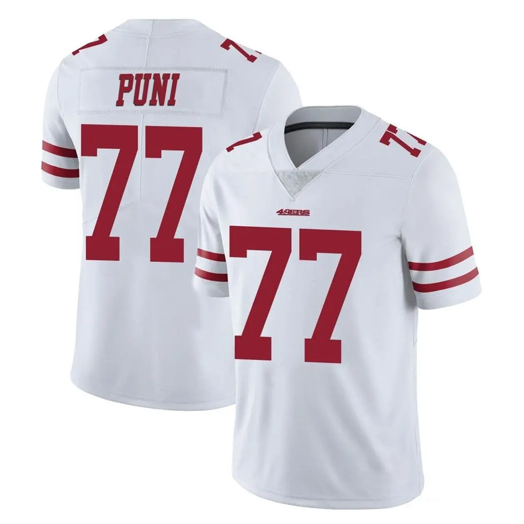 Odoa SF.49ers #77 Dominick Puni Player White Limited Vapor Untouchable Home Game Stitched Jerseys