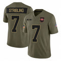 Odoa SF.49ers #7 De'Zhaun Stribling Player Olive 2025 Salute To Service Limited Home Game Stitched Jerseys