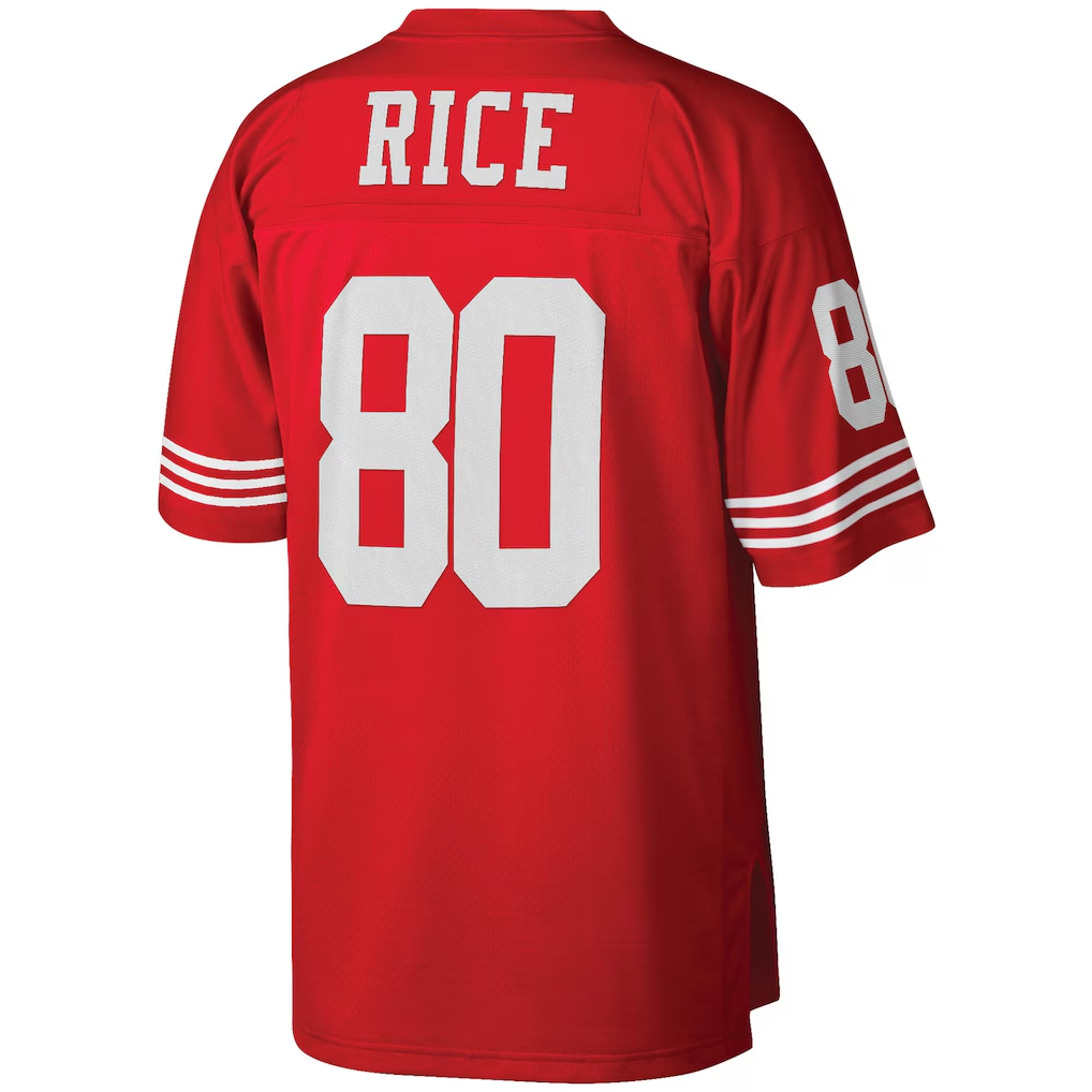 Odoa SF.49ers #80 Jerry Rice Mitchell & Ness Scarlet Big & Tall 1990 Retired Player Replica Stitched Puhic Jersey