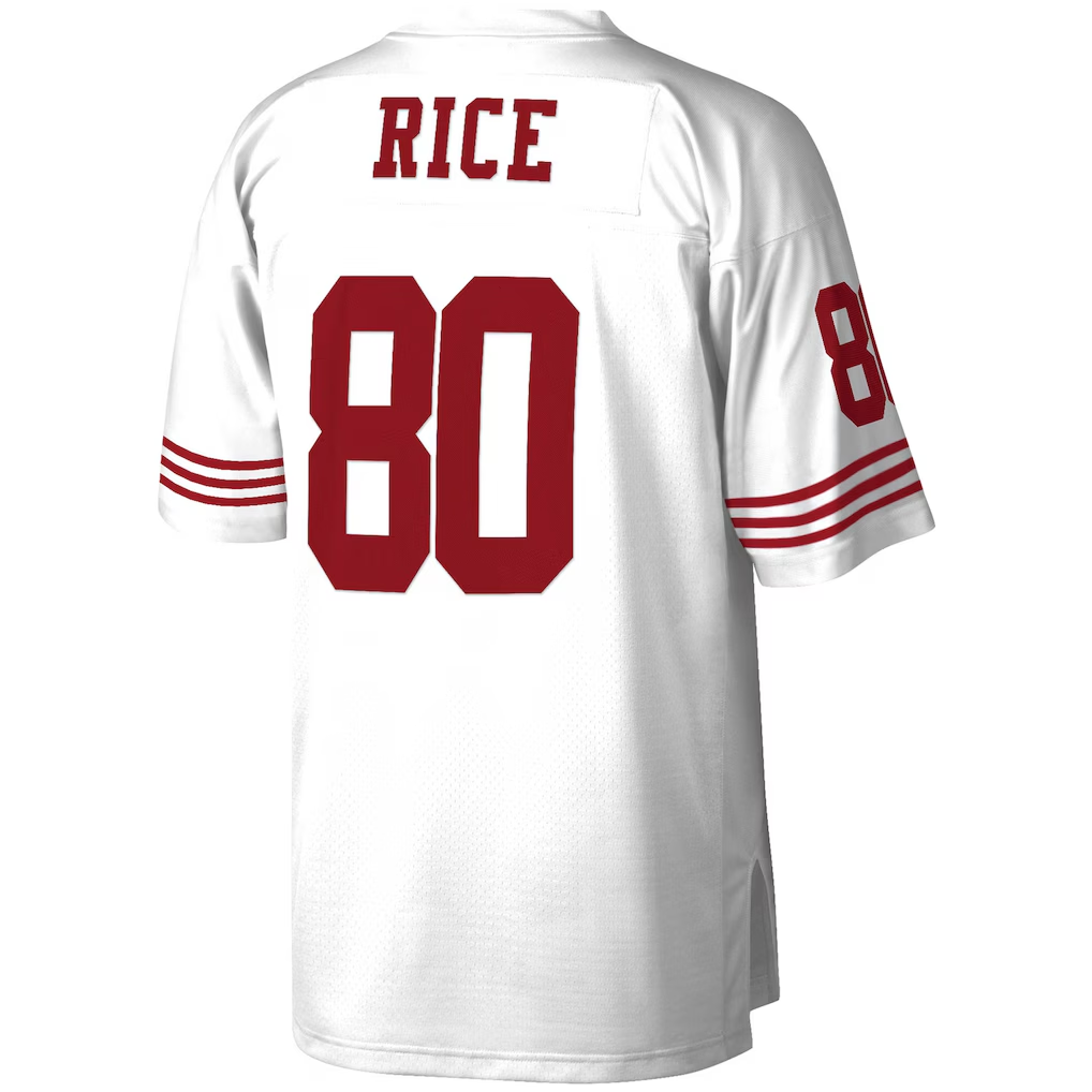 Odoa SF.49ers #80 Jerry Rice Mitchell & Ness White Legacy Replica Stitched Puhic  Jersey