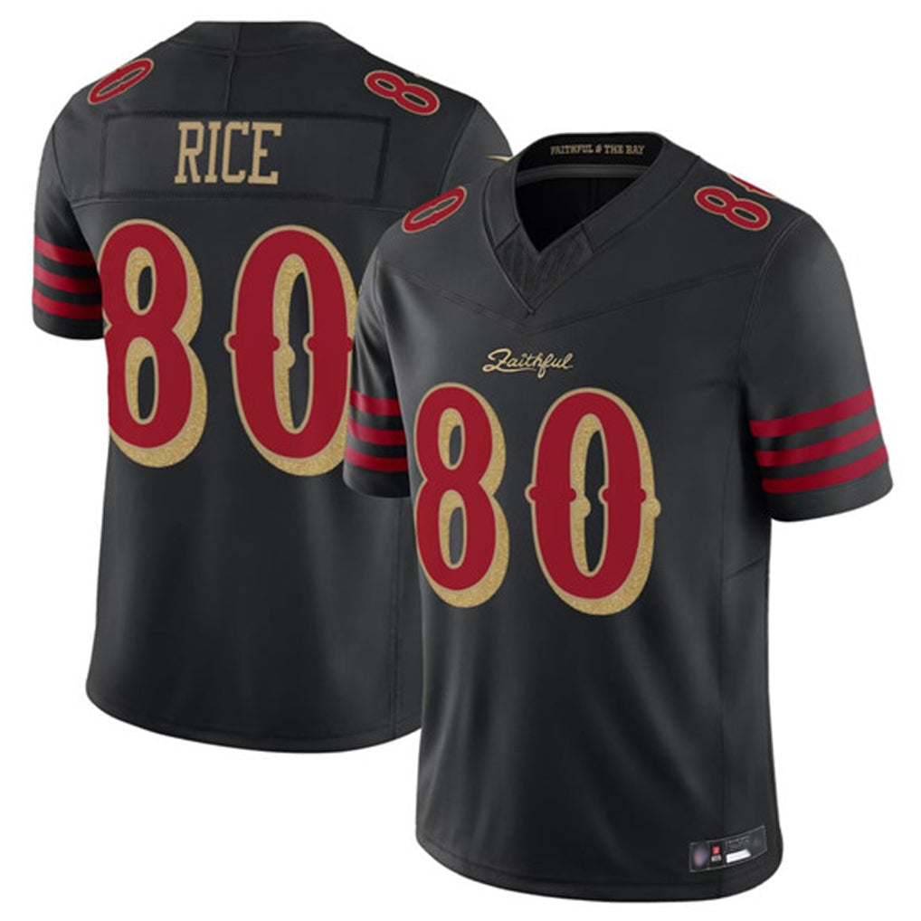 Odoa SF.49ers #80 Jerry Rice Player Black Vapor F.U.S.E. Limited Stitched Jerseys