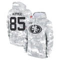 Odoa SF.49ers #85 George Kittle Player Arctic Camo Salute to Service Hoodies Stitched Jerseys
