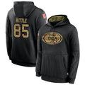 Odoa SF.49ers #85 George Kittle Player Black Salute to Service Hoodies Stitched Jerseys