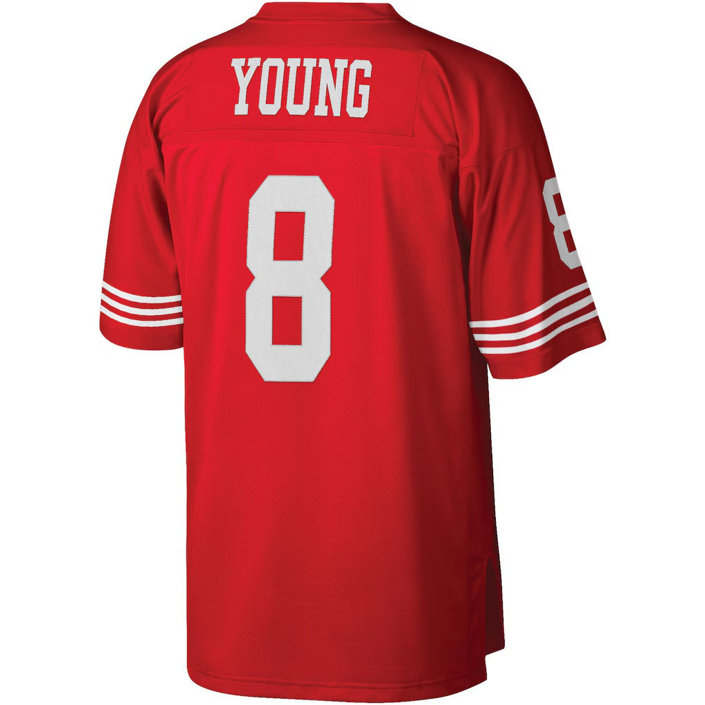 Odoa SF.49ers #8 Steve Young Mitchell & Ness Scarlet Legacy Replica Stitched Jerseys