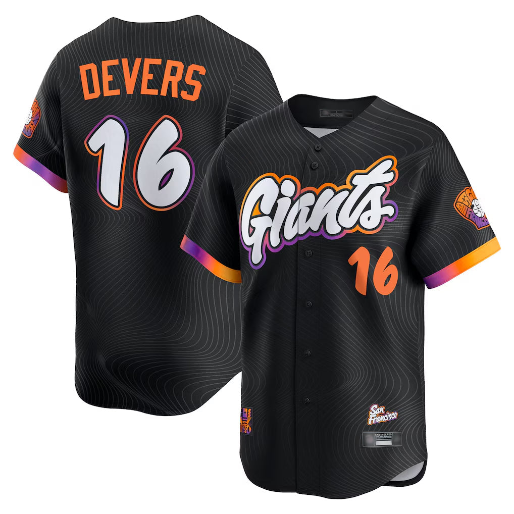 Odoa SF.Giants #16 Rafael Devers Player Black 2025 City Connect Home Limited Stitched Jerseys