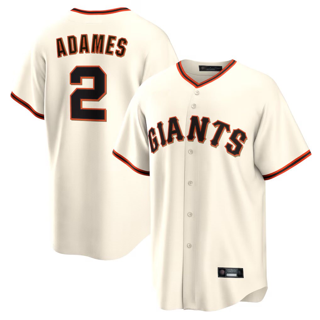 Odoa SF.Giants #2 Willy Adames Player Cream Home Game Stitched Jerseys