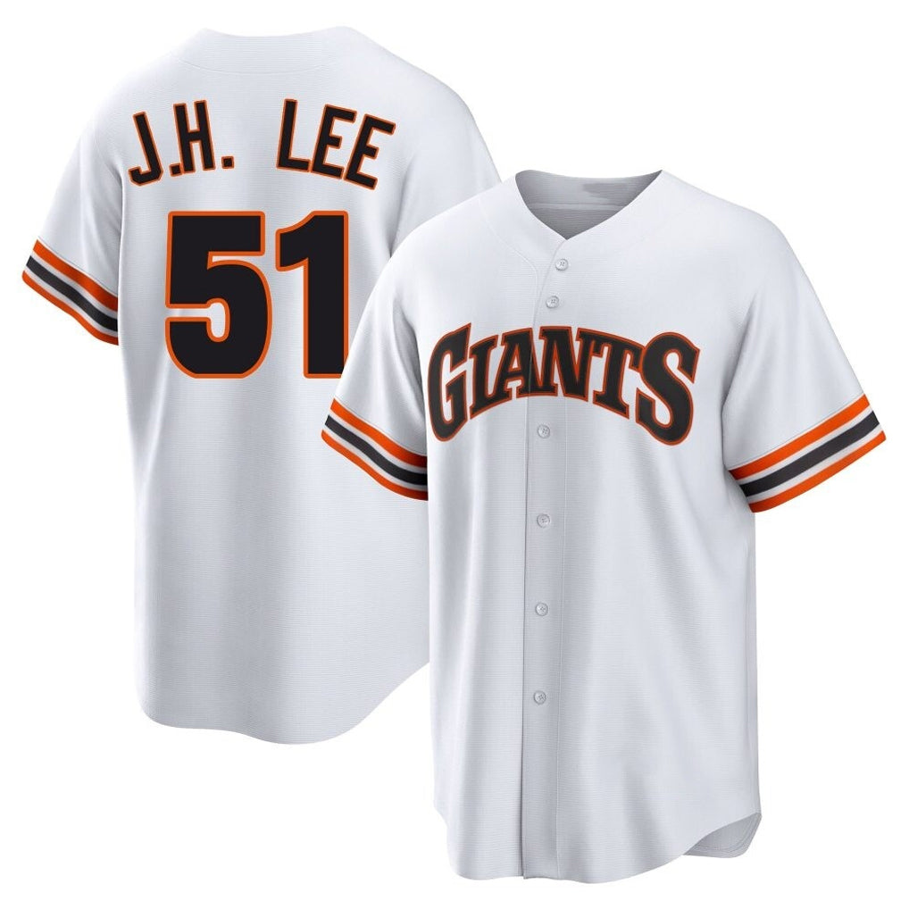 Odoa SF.Giants #51 Jung Hoo Lee Player White Throwback Cooperstown Collection Home Game Stitched Jerseys
