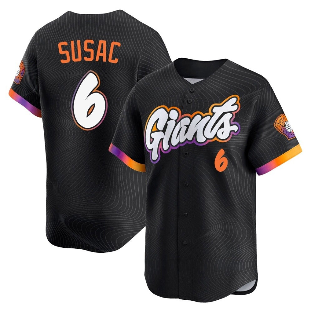 Odoa SF.Giants #6 Daniel Susac Player Black 2025 City Connect Home Limited Stitched Jerseys