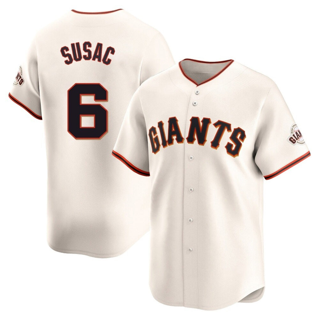 Odoa SF.Giants #6 Daniel Susac Player Cream Home Limited Stitched Jerseys