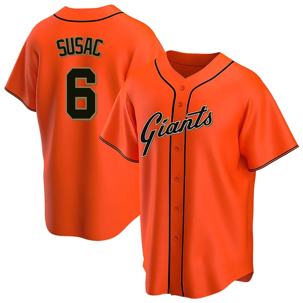 Odoa SF.Giants #6 Daniel Susac Player Orange Home Game Stitched Jerseys