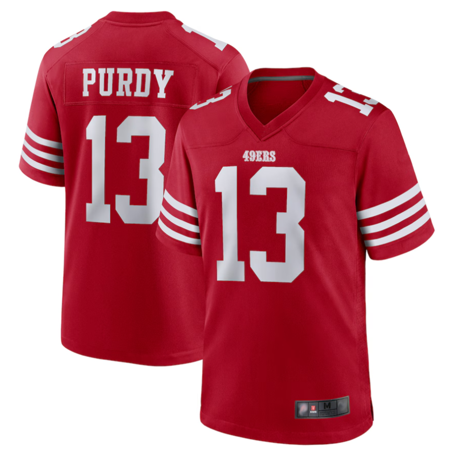 Odoa SFr.49ers #13 Brock Purdy Player Scarlet Replica Game Stitched Jerseys