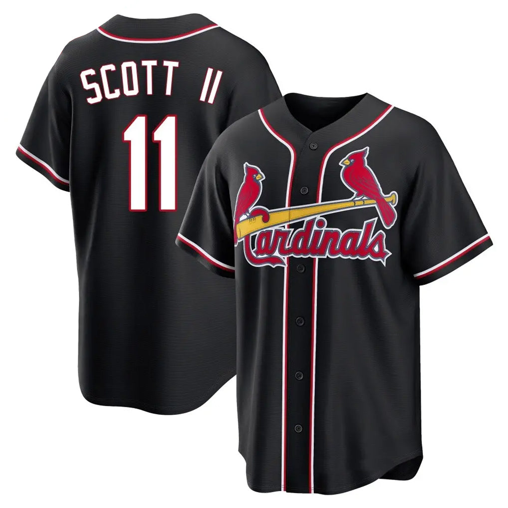 Odoa St. Louis Cardinals #11 Victor Scott II Player Black Carbon Fashio Game Stitched Jerseys