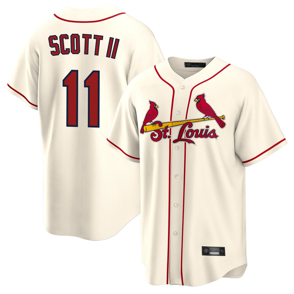 Odoa St. Louis Cardinals #11 Victor Scott II Player Cream Home Game Stitched Jerseys
