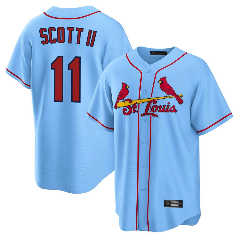 Odoa St. Louis Cardinals #11 Victor Scott II Player Light Blue Home Game Stitched Jerseys