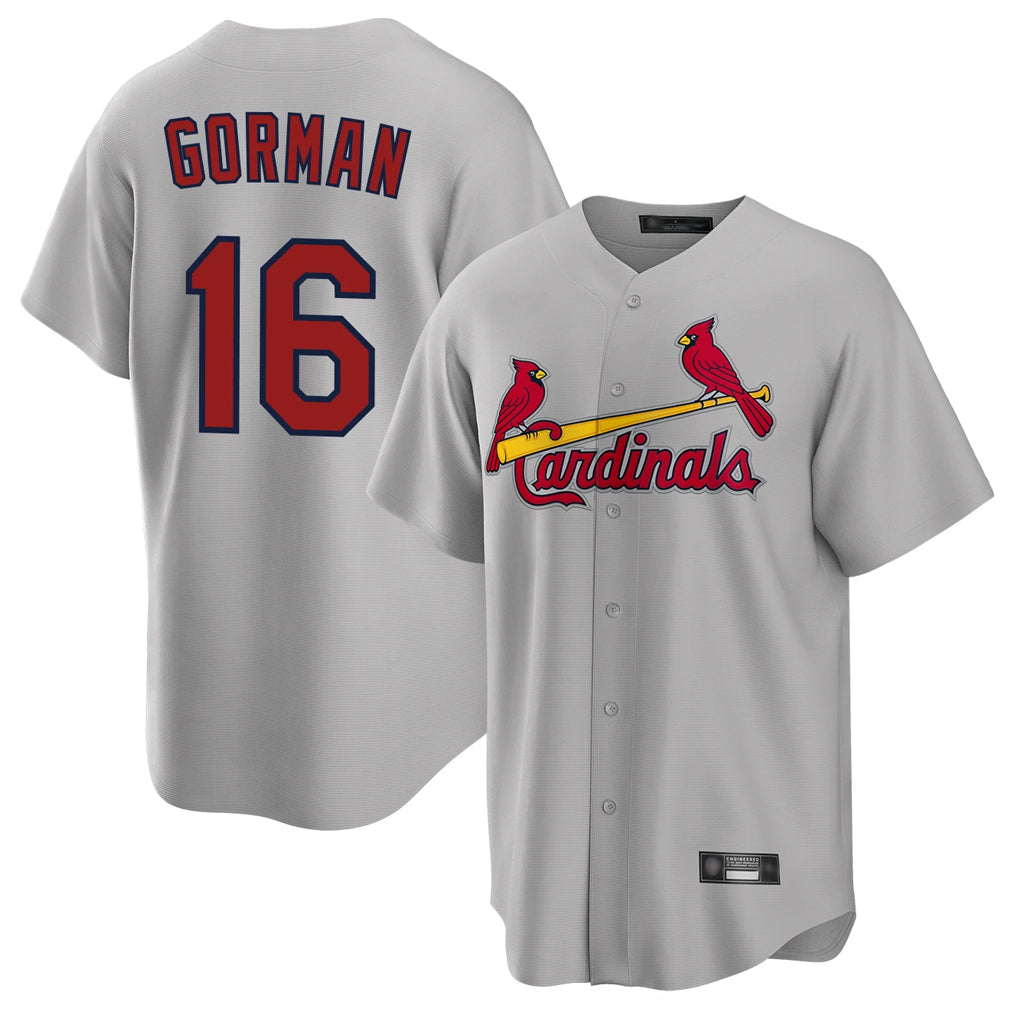 Odoa St. Louis Cardinals #16 Nolan Gorman Player Gray Home Game Stitched Jerseys