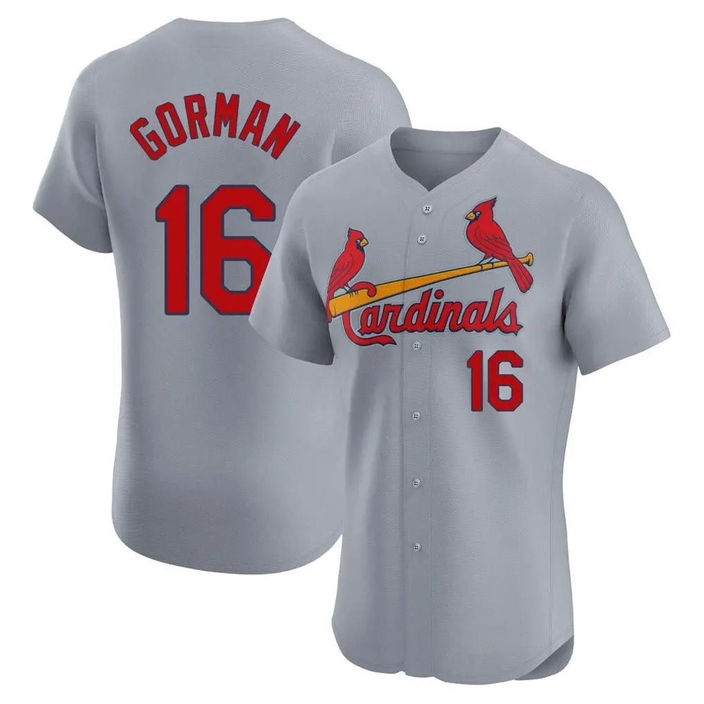 Odoa St. Louis Cardinals #16 Nolan Gorman Player Gray Home Limited Elite Stitched Jerseys