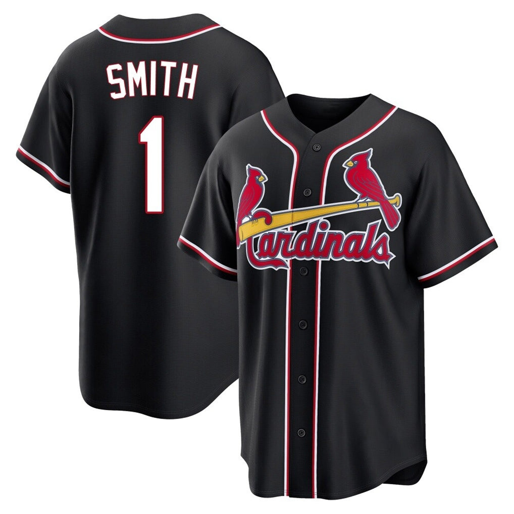 Odoa St. Louis Cardinals #1 Ozzie Smith Player Black Carbon Fashio Game Stitched Jerseys